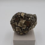 Geometrik Kübik Kristal Pirit Küre - Beyaz Kare Stantlı Lüks Mineralojik Sanat Eseri