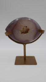 Kalsedon Druzy Akik Ametist Göz Kütle | Gold Metal Standlı Dekoratif Doğal Taş