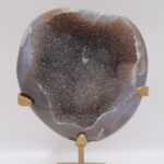 Kalsedon Akik Druzy Ametist Jeod - Gold Metal Standlı Dekoratif Doğal Taş