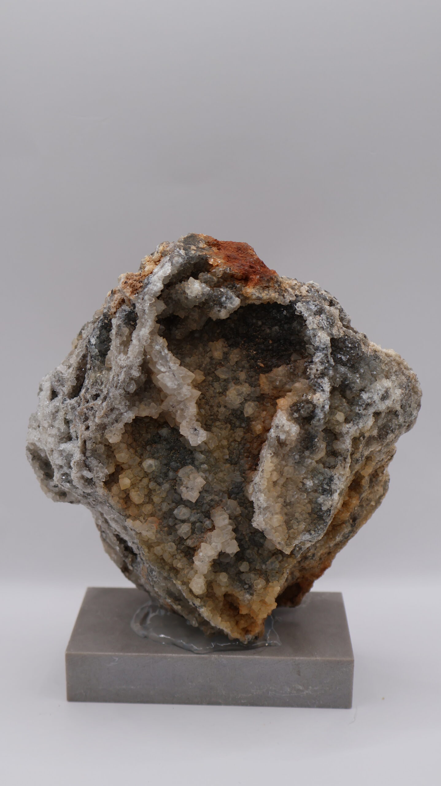 kalsedon_bakir_12 Bakır Özellikli Kalsedon Druzy Sitrin - Gri Kaideli Dekoratif Doğal Taş - Görsel 1